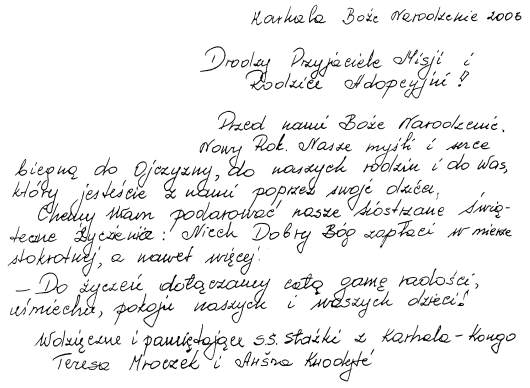 [list od sióstr: Teresy Mroczek i&nbsp;Aušry Kuodyté z&nbsp;Konga Demokratycznego]