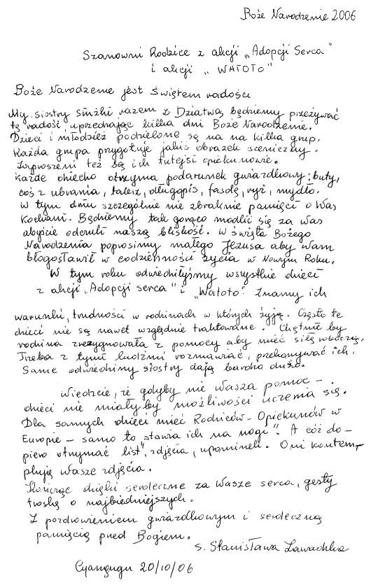 [list od siostry Stanisławy Zawadzkiej z&nbsp;Rwandy]