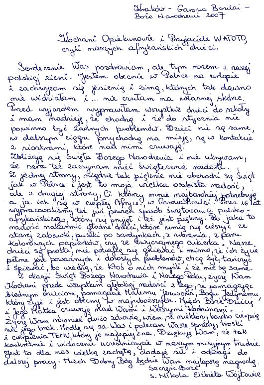 [list od siostry Nikoli z&nbsp;Kamerunu]