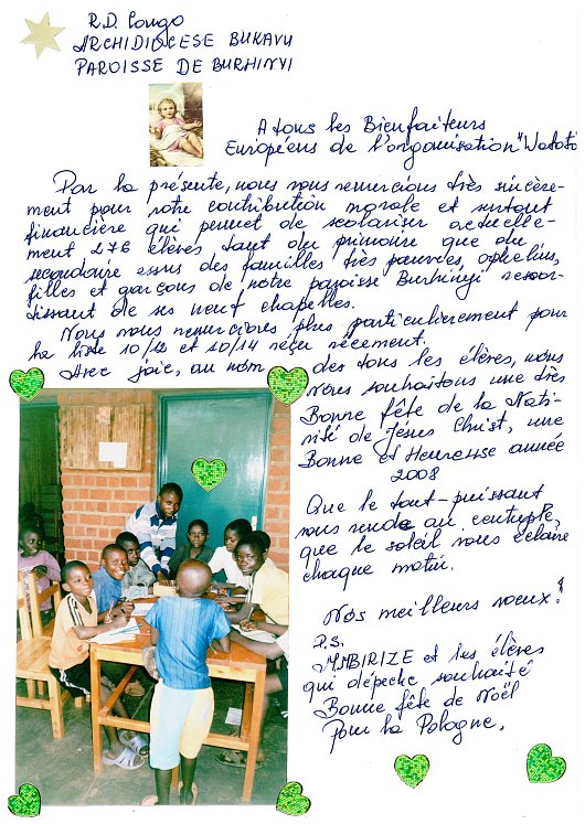 [list od nauczyciela z&nbsp;Konga Demokratycznego]