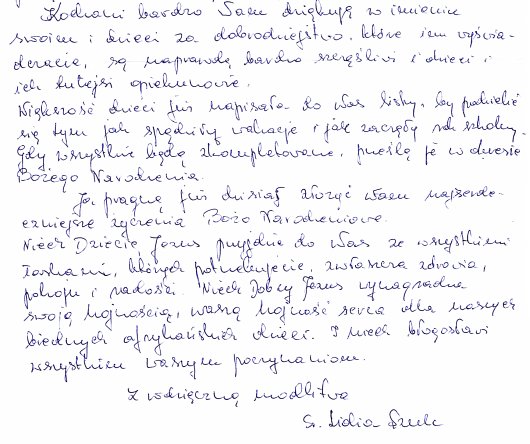 Fragment listu siostry misjonarki