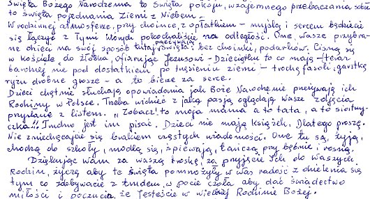 Fragment listu siostry misjonarki