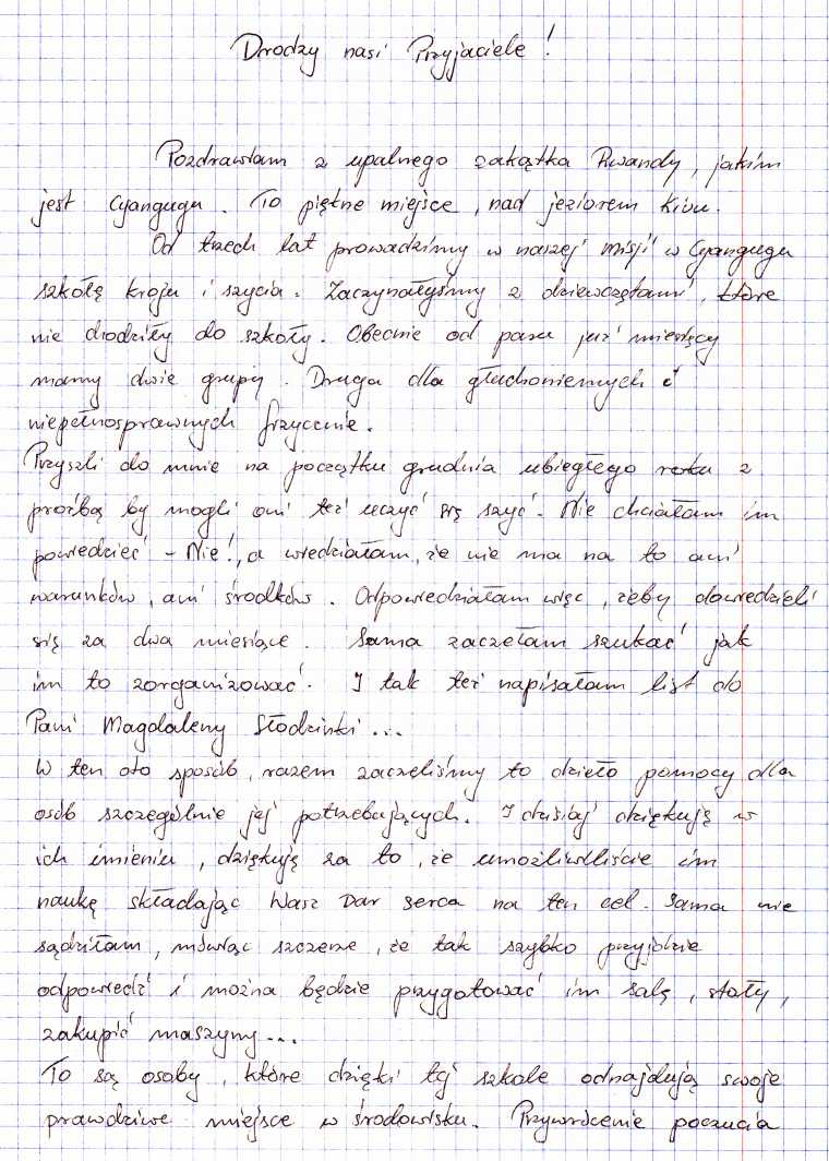 [list z Rwandy od siostry misjonarki]