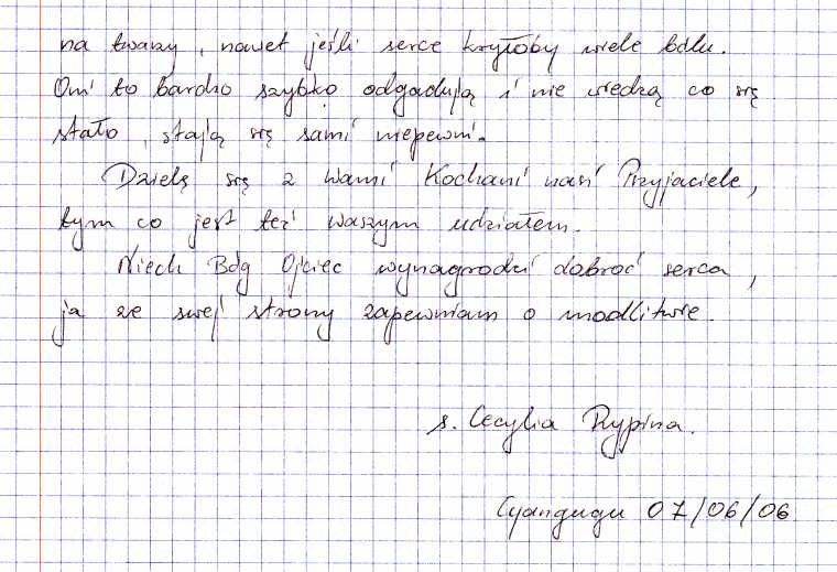 [list z Rwandy od siostry misjonarki]